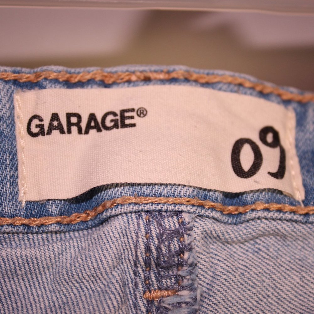 Garage Mid-High Rise Denim Distressed Straight Jean - Picture 3 of 4